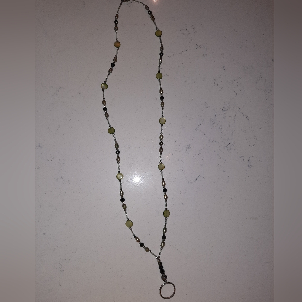 $ Hand Crafted Green and Silver Necklace with Elegant Beads